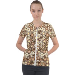 Flower Bomb 3b Short Sleeve Zip Up Jacket by PatternFactory