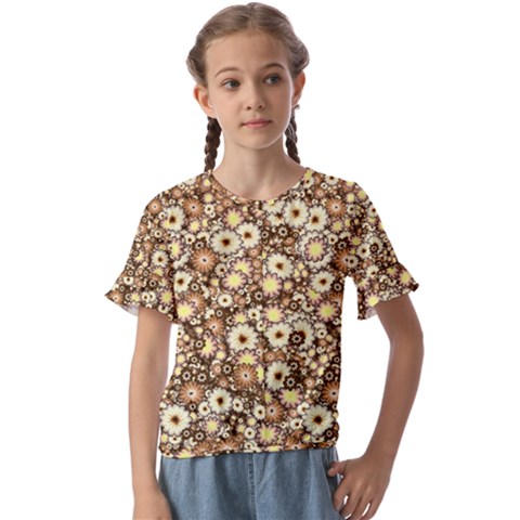 Flower Bomb 3b Kids  Cuff Sleeve Scrunch Bottom Tee by PatternFactory