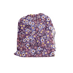 Flower Bomb 3 Drawstring Pouch (large) by PatternFactory