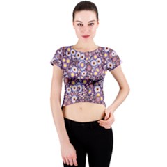 Flower Bomb 3 Crew Neck Crop Top by PatternFactory