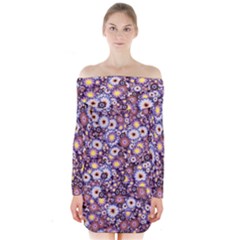 Flower Bomb 3 Long Sleeve Off Shoulder Dress by PatternFactory