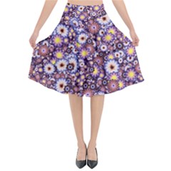 Flower Bomb 3 Flared Midi Skirt by PatternFactory