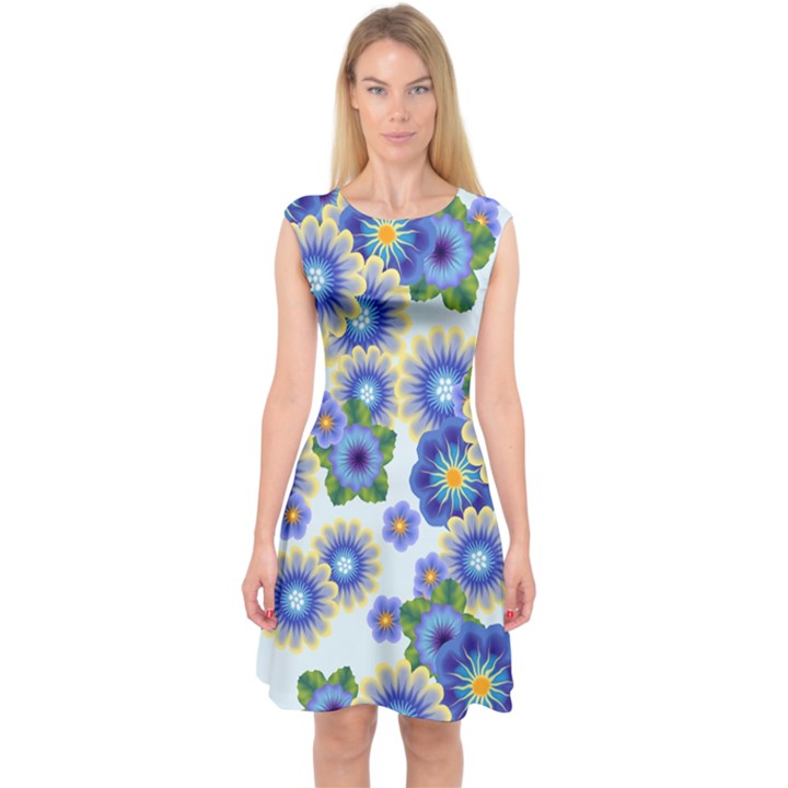 Flower Bomb 7 Capsleeve Midi Dress