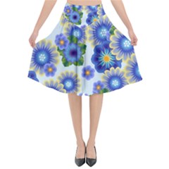 Flower Bomb 7 Flared Midi Skirt by PatternFactory