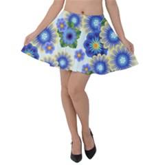 Flower Bomb 7 Velvet Skater Skirt by PatternFactory