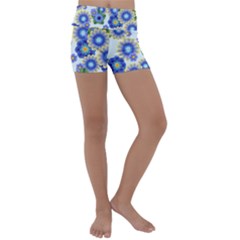 Flower Bomb 7 Kids  Lightweight Velour Yoga Shorts by PatternFactory