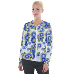 Flower Bomb 7 Velvet Zip Up Jacket by PatternFactory