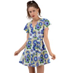 Flower Bomb 7 Flutter Sleeve Wrap Dress by PatternFactory