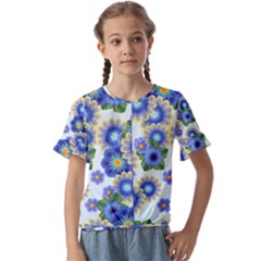 Flower Bomb 7 Kids  Cuff Sleeve Scrunch Bottom Tee