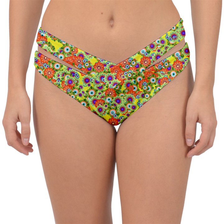 Flower Bomb 8 Double Strap Halter Bikini Bottom