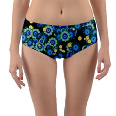 Flower Bomb  9 Reversible Mid-waist Bikini Bottoms by PatternFactory