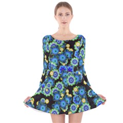 Flower Bomb  9 Long Sleeve Velvet Skater Dress