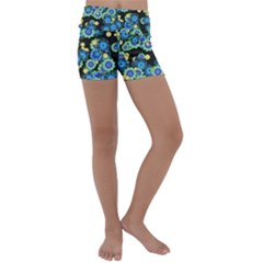 Flower Bomb  9 Kids  Lightweight Velour Yoga Shorts by PatternFactory