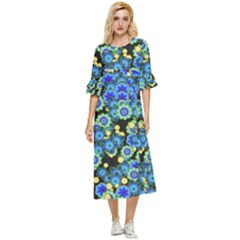 Flower Bomb  9 Double Cuff Midi Dress