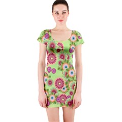 Flower Bomb 6 Short Sleeve Bodycon Dress by PatternFactory