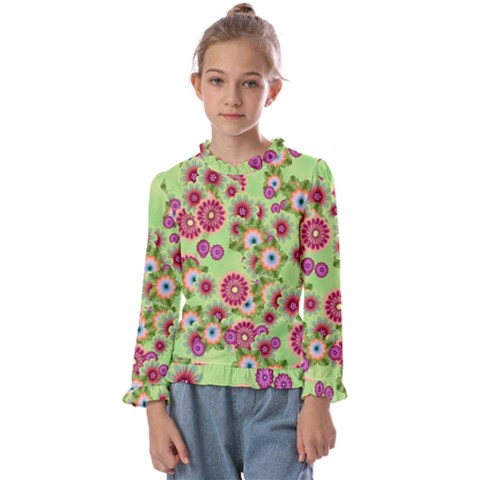 Flower Bomb 6 Kids  Frill Detail Tee by PatternFactory