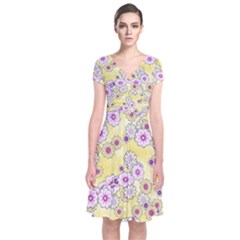 Flower Bomb 10 Short Sleeve Front Wrap Dress by PatternFactory