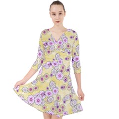 Flower Bomb 10 Quarter Sleeve Front Wrap Dress by PatternFactory