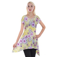 Flower Bomb 10 Short Sleeve Side Drop Tunic by PatternFactory