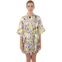 Flower Bomb 10 Half Sleeve Satin Kimono  by PatternFactory