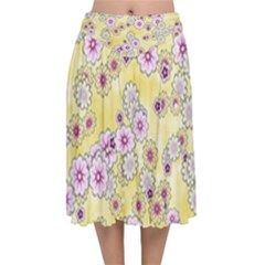 Flower Bomb 10 Velvet Flared Midi Skirt