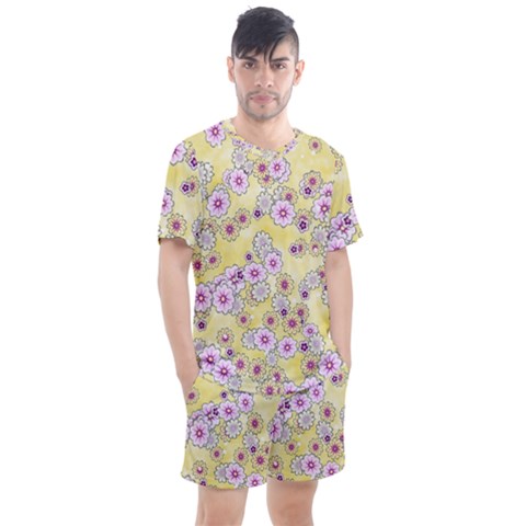 Flower Bomb 10 Men s Mesh Tee And Shorts Set by PatternFactory