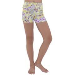 Flower Bomb 10 Kids  Lightweight Velour Yoga Shorts by PatternFactory