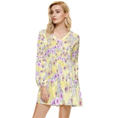 Flower Bomb 10 Tiered Long Sleeve Mini Dress