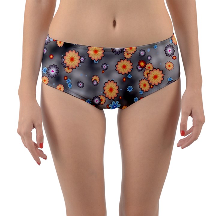 Flower Bomb 12 Reversible Mid-Waist Bikini Bottoms