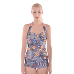 Flower Bomb 12 Boyleg Halter Swimsuit  by PatternFactory