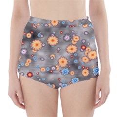 Flower Bomb 12 High-waisted Bikini Bottoms by PatternFactory