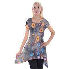 Flower Bomb 12 Short Sleeve Side Drop Tunic by PatternFactory