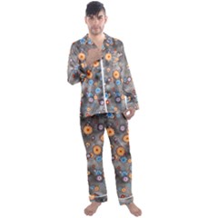 Flower Bomb 12 Men s Long Sleeve Satin Pajamas Set by PatternFactory