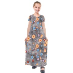 Flower Bomb 12 Kids  Short Sleeve Maxi Dress by PatternFactory