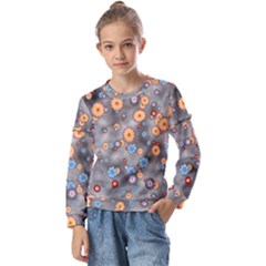 Flower Bomb 12 Kids  Long Sleeve Tee With Frill 