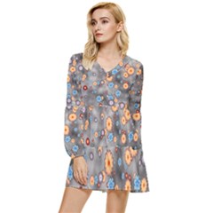 Flower Bomb 12 Tiered Long Sleeve Mini Dress