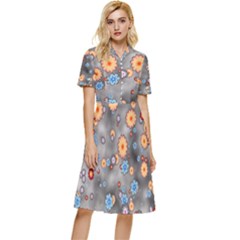 Flower Bomb 12 Button Top Knee Length Dress