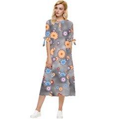 Flower Bomb 12 Bow Sleeve Chiffon Midi Dress by PatternFactory