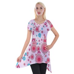 Flower Bomb 11 Short Sleeve Side Drop Tunic by PatternFactory