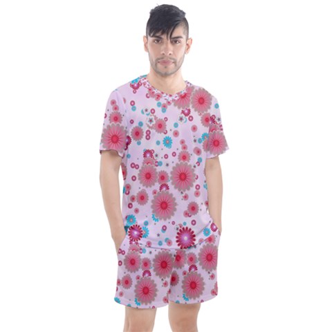 Flower Bomb 11 Men s Mesh Tee And Shorts Set by PatternFactory