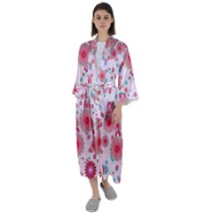 Flower Bomb 11 Maxi Satin Kimono by PatternFactory