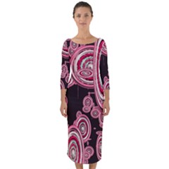 Concentric Circles C Quarter Sleeve Midi Bodycon Dress by PatternFactory