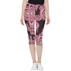 Concentric Circles C Inside Out Lightweight Velour Capri Leggings 