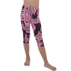 Concentric Circles C Kids  Lightweight Velour Capri Leggings  by PatternFactory