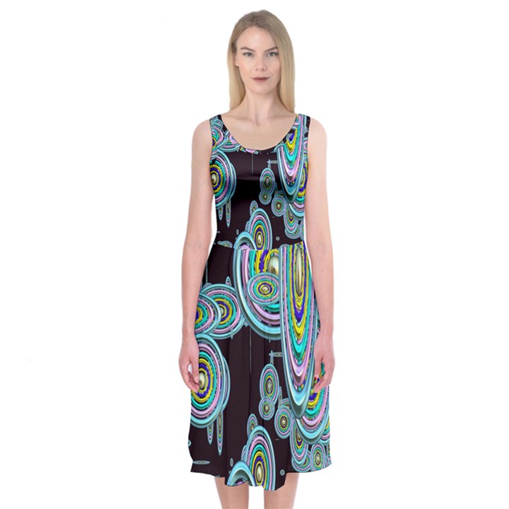 Concentric Circles A Midi Sleeveless Dress