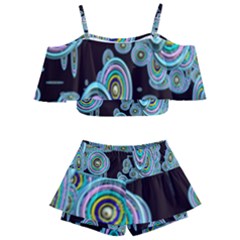 Concentric Circles A Kids  Off Shoulder Skirt Bikini by PatternFactory