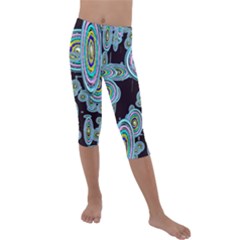 Concentric Circles A Kids  Lightweight Velour Capri Leggings  by PatternFactory