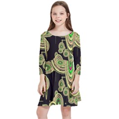 Concentric Circles B Kids  Quarter Sleeve Skater Dress