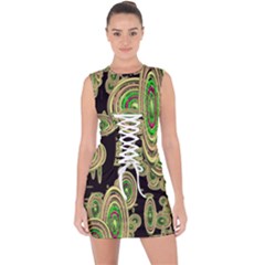 Concentric Circles B Lace Up Front Bodycon Dress by PatternFactory