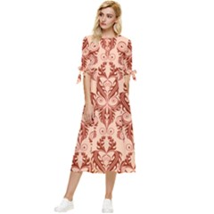 Great Vintage Pattern F Bow Sleeve Chiffon Midi Dress